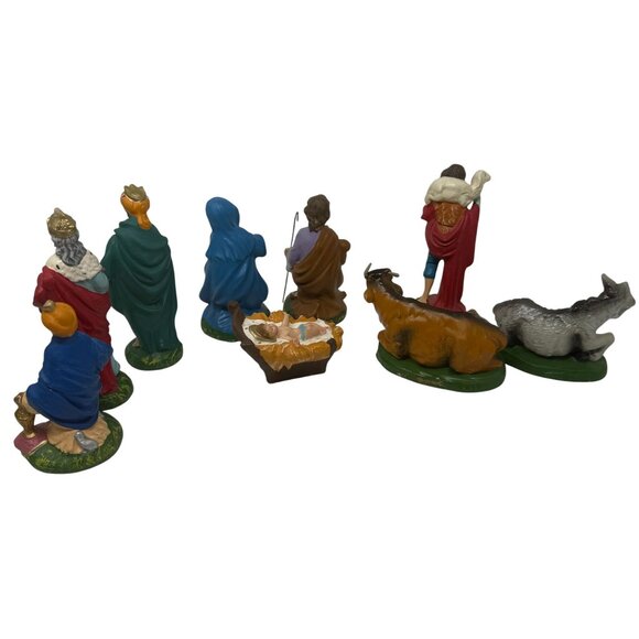 Vintage Hand-Painted Italian Nativity Set 9-Piece Figurines Christmas Decor - Picture 8 of 11
